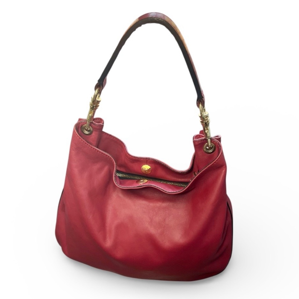 KUNA Red Leather Shoulder Bag by Beatrice ciabatti Italy old money purse - Picture 8 of 11
